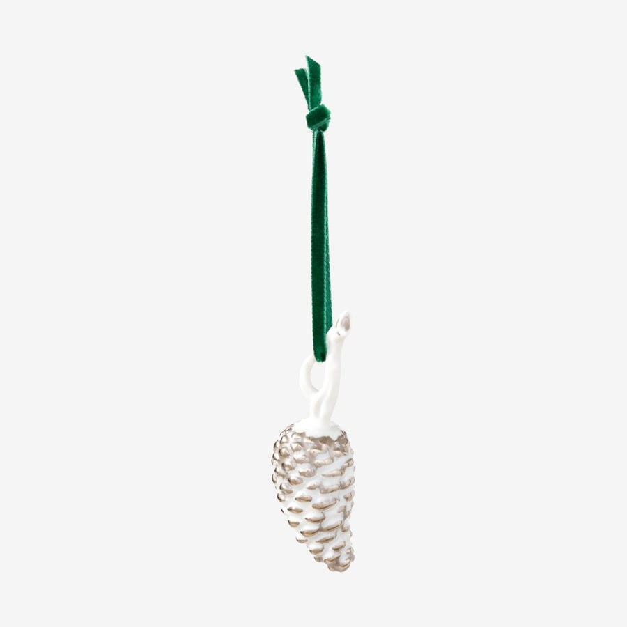 Christmas Ornament Pine Cone, platinum coloured