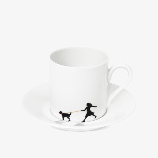 Espressotasse, Frau mit Hund