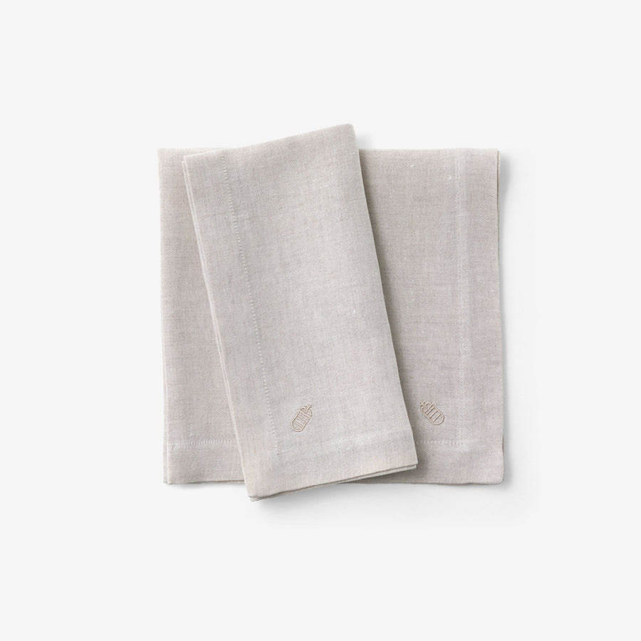 Leinen-Servietten im 2er-Set in Hellbeige